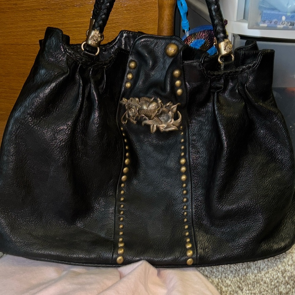 Juicy Couture Black Shoulder Bag with Gold Accents